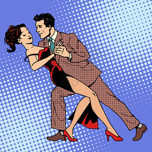 男人和女跳华尔兹或探戈浪漫音乐会艺术图片