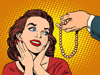 首饰包装盒流行艺术古代风格生日庆典首饰珠宝插画