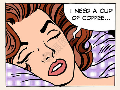 波普艺术一个女人梦到早上的咖啡 图片