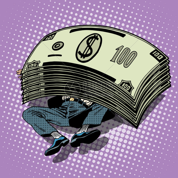 波普艺术商人埋藏金钱财富 插画图片下载-正版图片302003205-摄图网