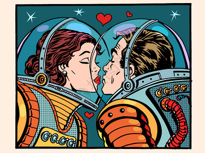 男女宇航员亲吻图片