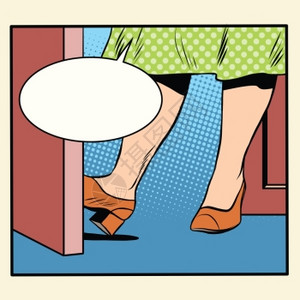 骏怡波普酒店波普艺术女人把门打开插画