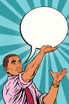 托举语言气泡的商人