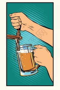 酒保倒一杯啤流行艺术倒水矢量酒吧和灌保倒一杯啤图片
