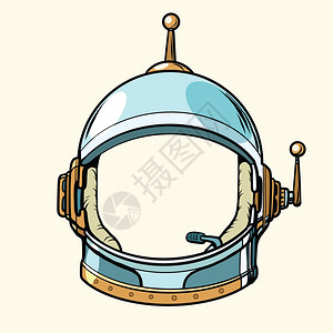 英尺白色背景上孤立的太空服头盔流行艺术回向矢量说明插画
