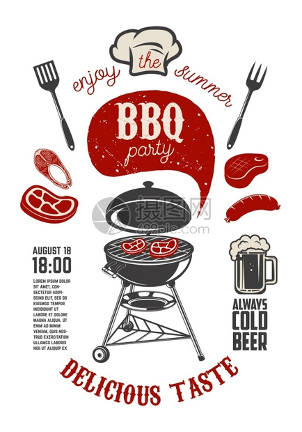 厨房工具牛排香肠餐厅菜单的设计元素海报矢量图图片