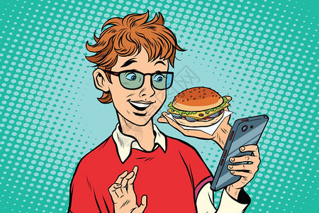 青少年使用智能手机应程序点餐图片