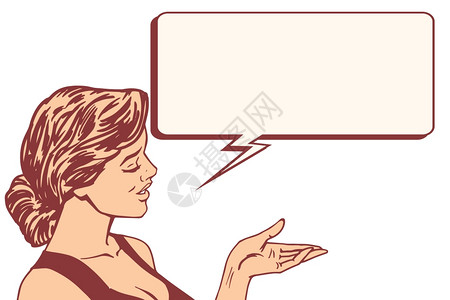 莫里奥普罗莫女孩孤立的背景手势流行艺术回放矢量说明设计图片