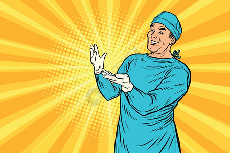 自信专业微笑的外科医生插画