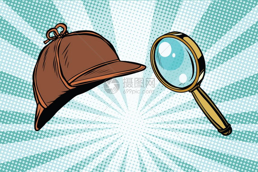 侦探帽和放大镜插画图片下载 正版图片 摄图网 侦探帽和放大镜插画图片下载 正版图片 摄图网