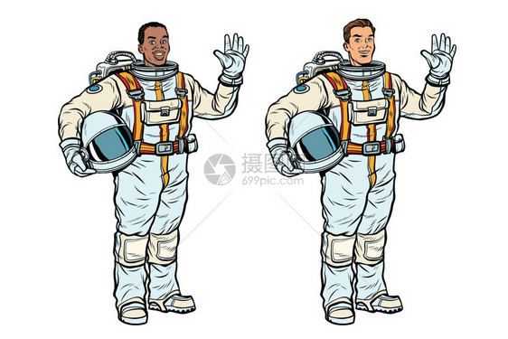 两位男宇航员招手打招呼图片