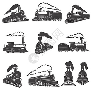 一套老式列车标签插画图片