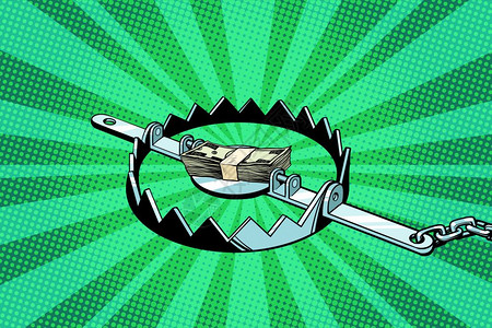 绿色波普风金钱陷阱图片素材