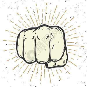 业绩提高白色背景上的人类拳头插图矢量插画