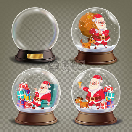 玻璃球中的圣诞老人礼品图片
