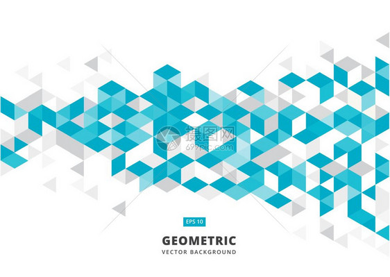 抽象蓝色几何立方体图案背景图片