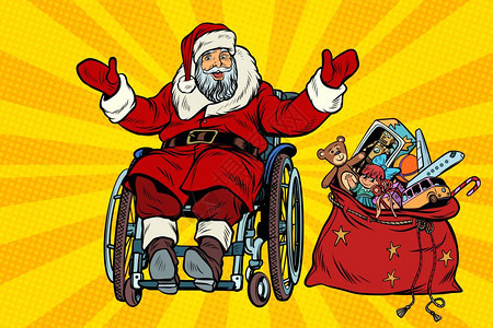 坐轮椅的圣诞老人图片
