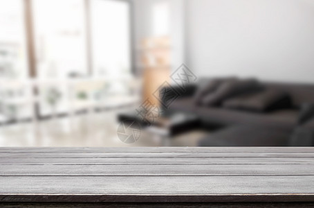 空木制桌和房间室内装饰背景图片
