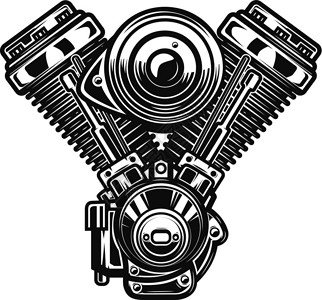 白色背景上的摩托车发动机插图海报徽章标志的设计元素矢量插图插画
