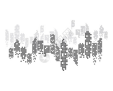 黑灰色圆点城市形状背景图片