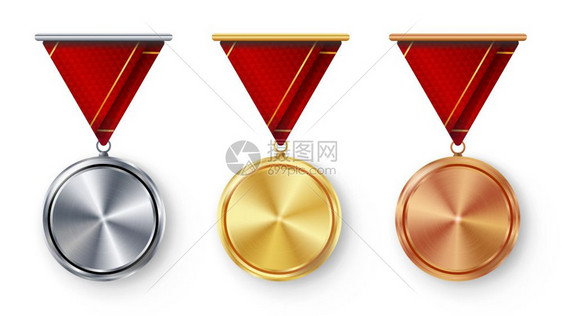 红丝带金银铜冠军奖牌卡通元素图片