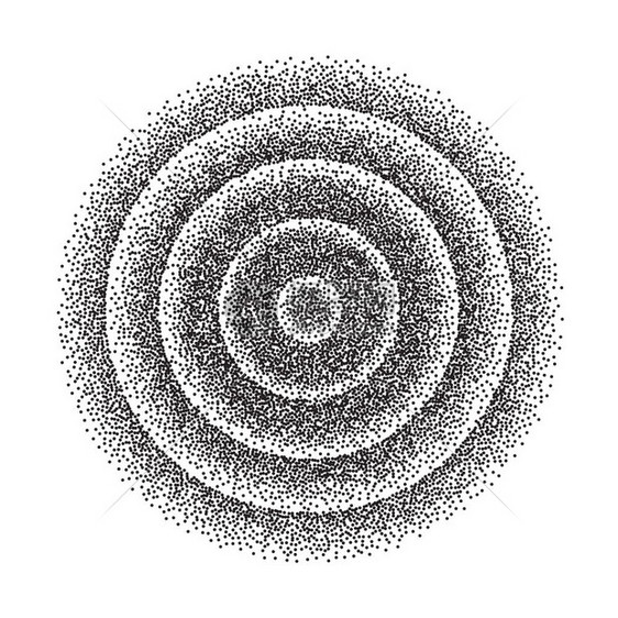 抽象几何形状矢量黑色圆形胶片粒子噪音细纹理虚写刻画矢量黑色圆形半调背景图片