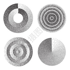 抽象几何形状矢量黑色圆圈胶片谷物噪音粗纹质半调背景图片
