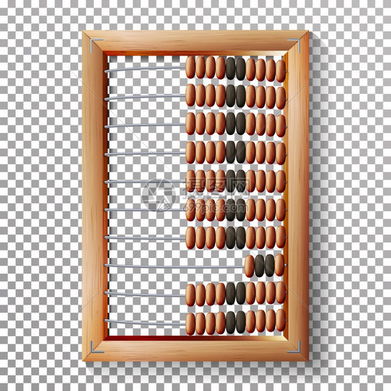 abcus设置矢量经典木制老算盘术工具设备在透明背景中隔离的算术工具设备abcus设置矢量经典木制老算盘术工具设备的实际示例图片