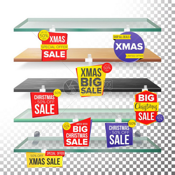 空超市架子节日圣诞销售woblers矢量价格标签10月大销售横幅节日xmas销售卡贴现标签销售横幅孤立插图空架子节日圣诞销售广告图片