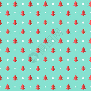 树和雪的圣诞节矢量无缝简单纹理包装纸矢量图片