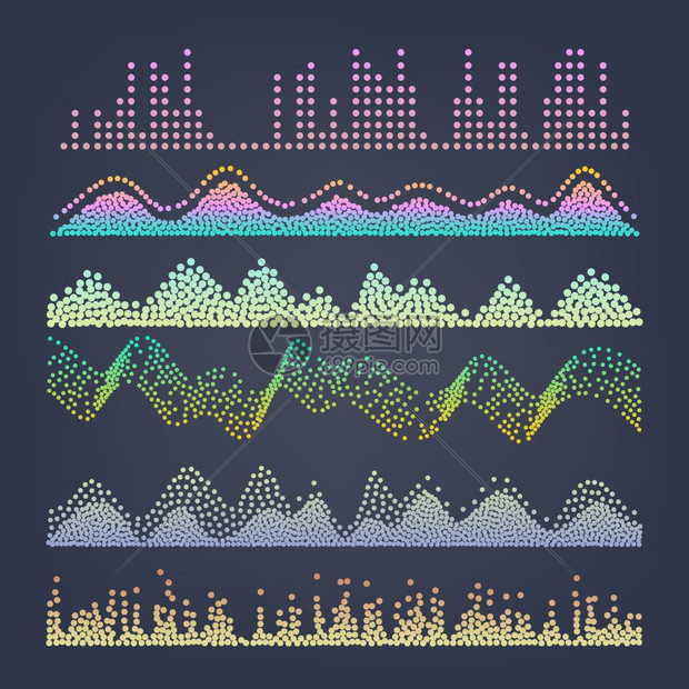 音频波矢量脉冲抽象数字频轨等效器插图典型的平衡器旋律声波插图图片