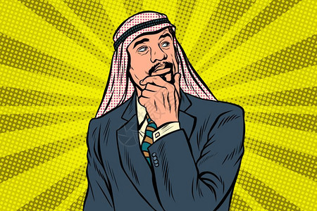 古老的阿拉伯商人思想家的姿势图片