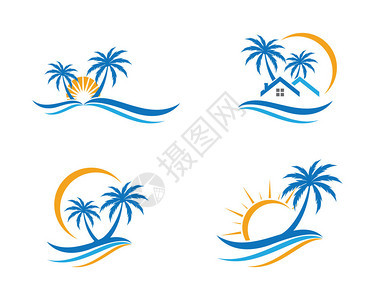棕榈树夏季标志模板棕榈树夏季标志模板矢量说明图片