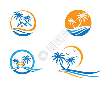 棕榈树夏季标志模板棕榈树夏季标志模板矢量说明图片