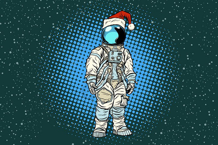 波普艺术戴圣诞帽的宇航员图片
