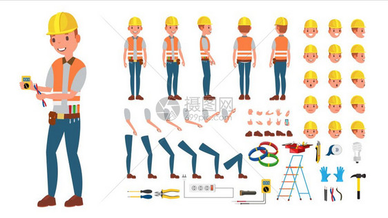 工人矢量动画元素集图片