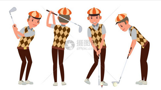 汽车俱乐部男高尔夫球员打球图片