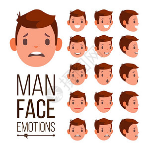 男人面部表情矢量动画元素集图片