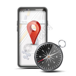 手机导航和汽车指南针图片