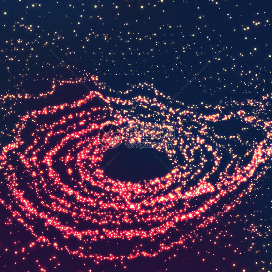 空间旋涡矢量背景飞行发光粒子的黑洞由组成的抽象旋涡转图形3d矢量说明图片