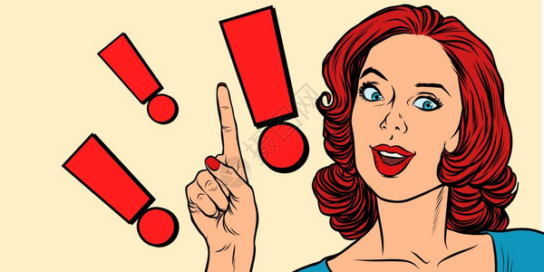 树叶女孩流行艺术反向矢量说明感叹点和流行艺术女插画