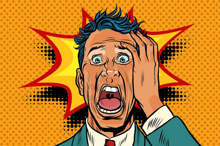 震惊插画_震惊卡通_震惊插图_手绘_板绘_摄图网