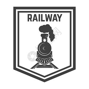 带有反向列车铁路公火车头的标志模板符号矢量图示背景图片