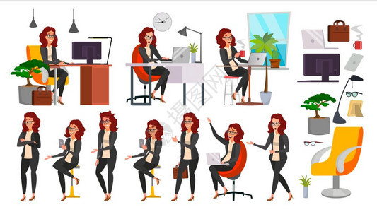 职场女性组件插画图片