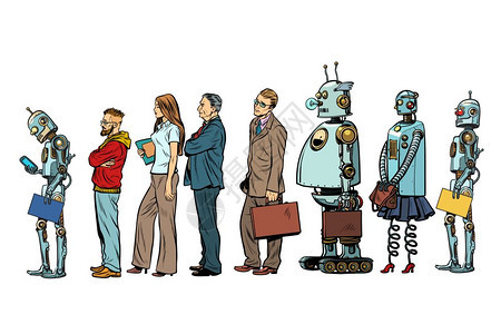 男机器人时装商流行艺术逆向矢量图所有人中的一组女机器人时装商图片