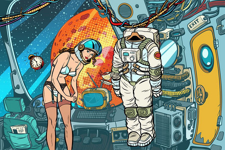 宇航员在太空晾衣服图片