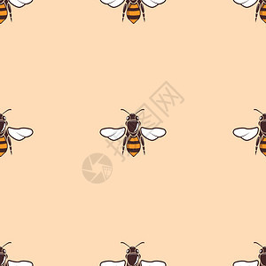 蜜蜂无缝背景抽象艺术设计插图图片