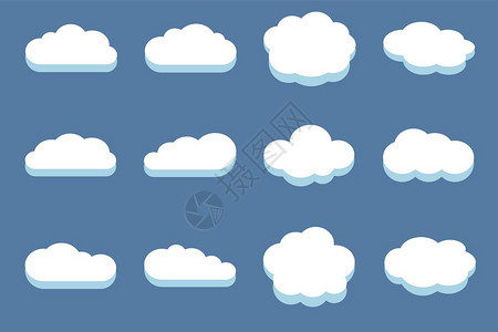 蓝色天空中的云层设计和矢量插图图片