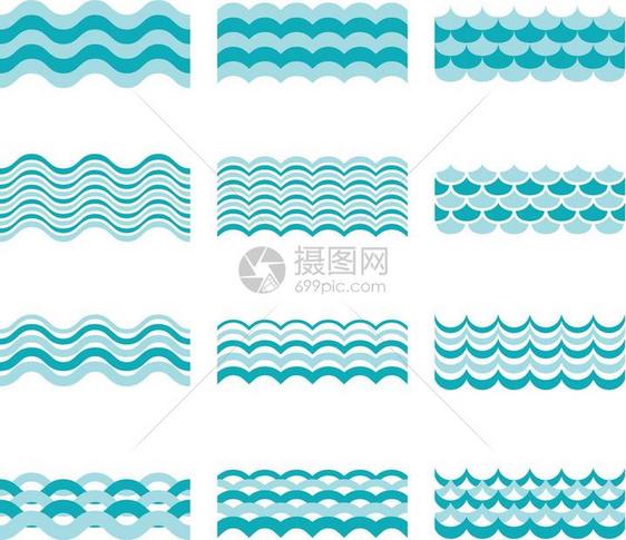 海浪波纹矢量插画背景图片