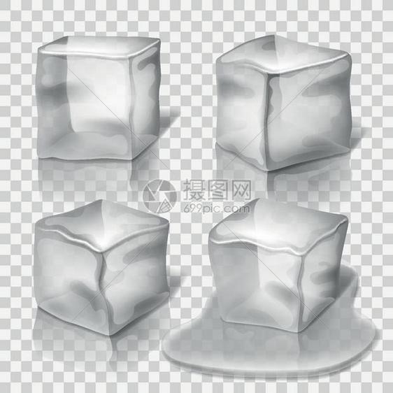 透明无色的冰立方体图片